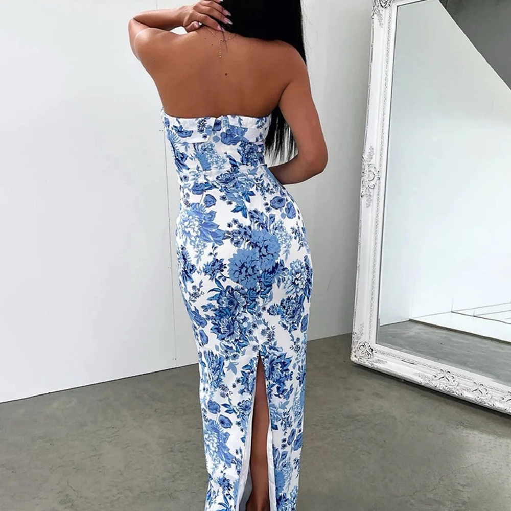 Multi Floral Split Long Dress - Picture 2 of 2